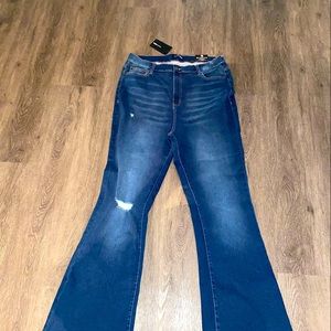 Fashion Nova Stretch Flare Jeans- Dark Wash